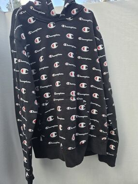 Champion Black Logo-Print Hoodie Sweater